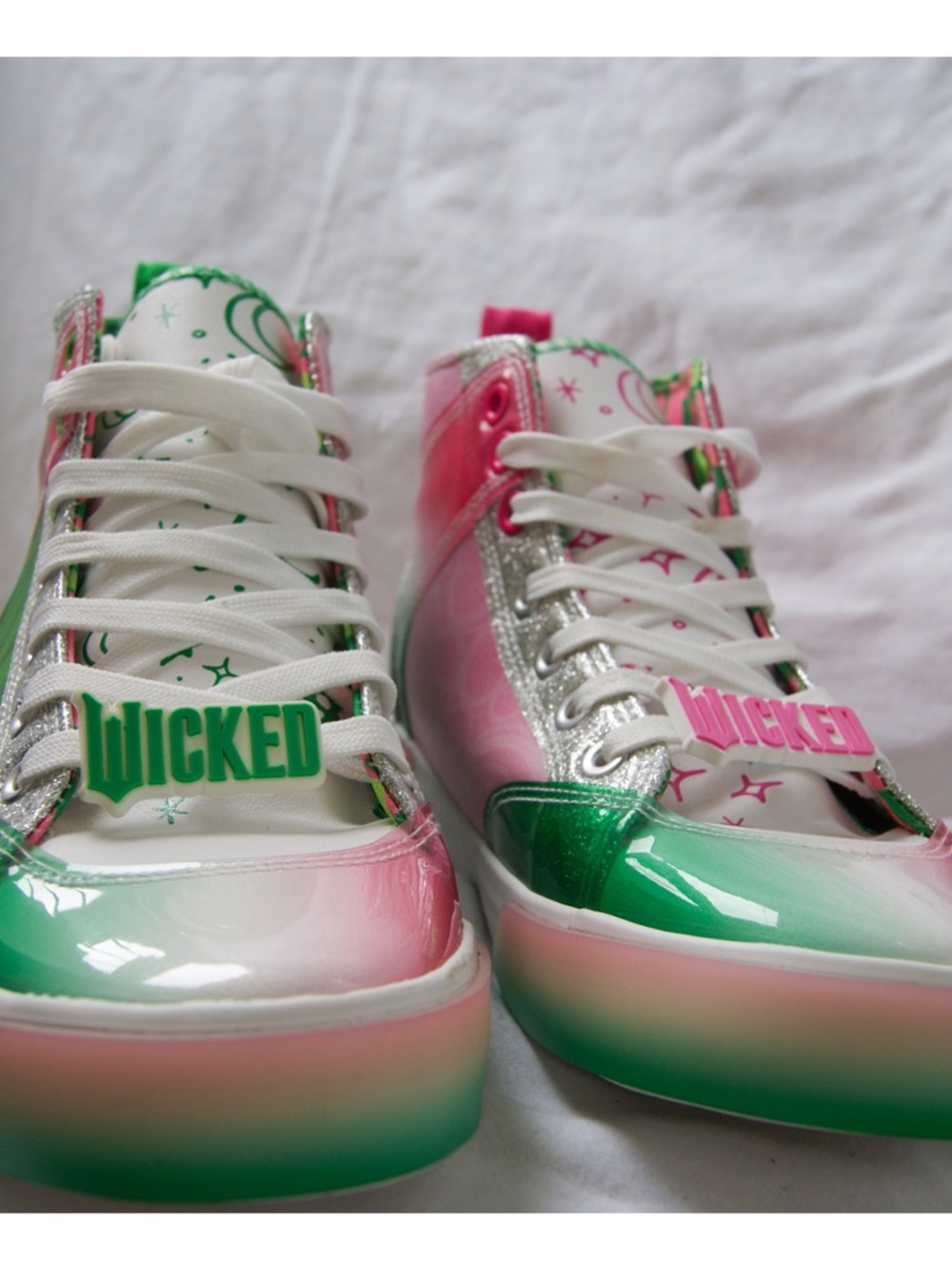 Wicked Embellished Gradient Platform Sneakers - Pink & Green